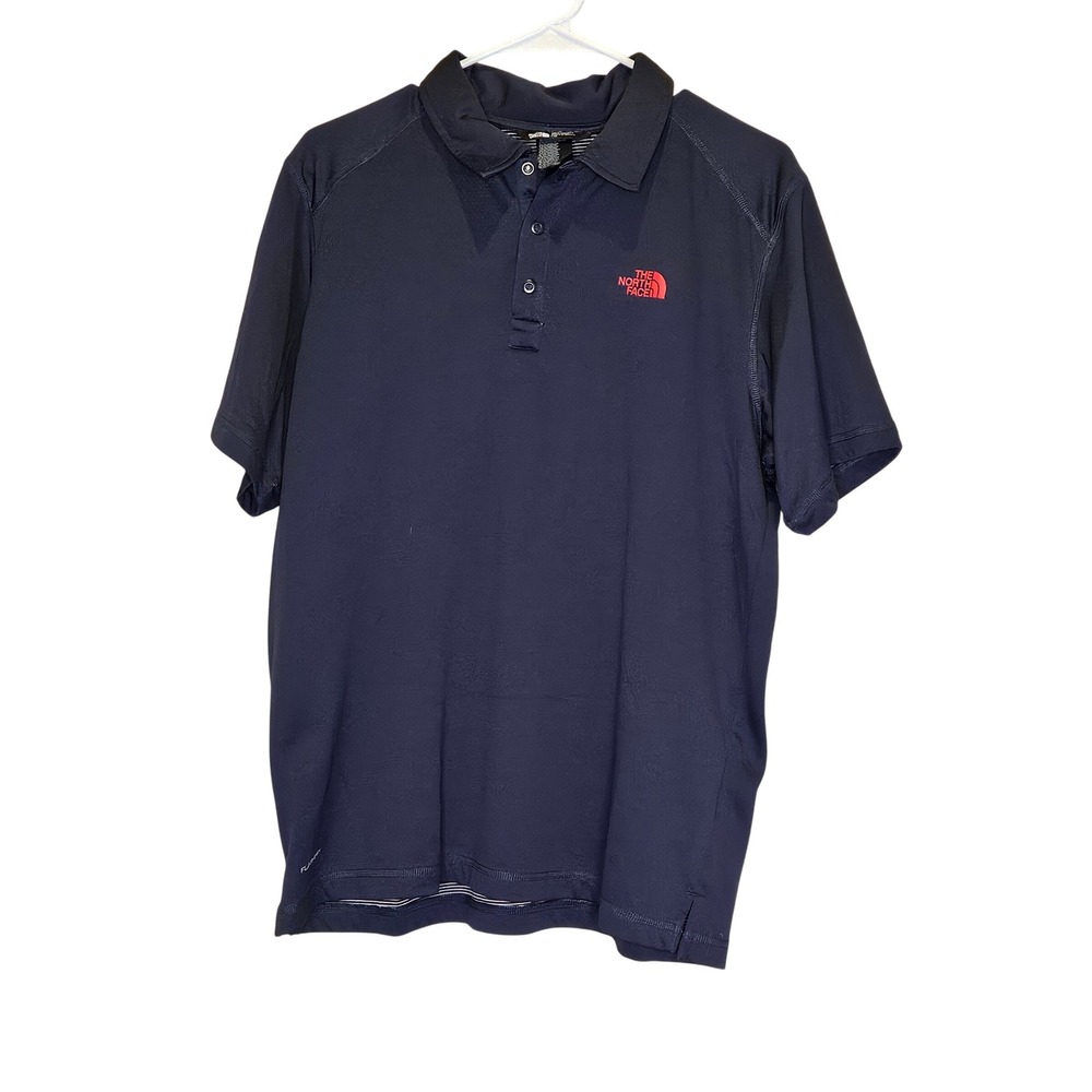 North Face Mens Lg Navy Blue Performance Polo Shirt Short Sleeve‎ Golf Causal